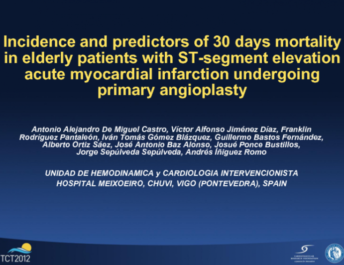 Incidence And Predictors Of 30 Days Mortality In Elderly Patients With ST-Segment Elevation Acute Myocardial Infarction Undergoing Primary Angioplasty