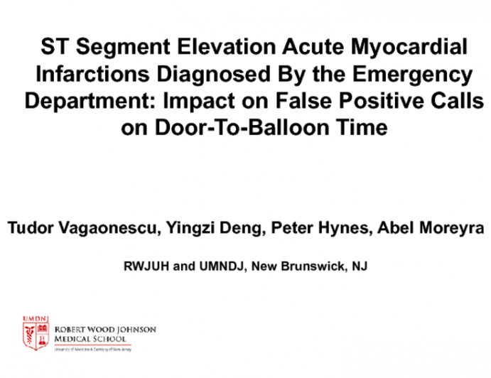 ST Segment Elevation Acute Myocardial Infarctions Diagnosed By the Emergency Department:  Impact on False Positive Calls on Door-To-Balloon Time