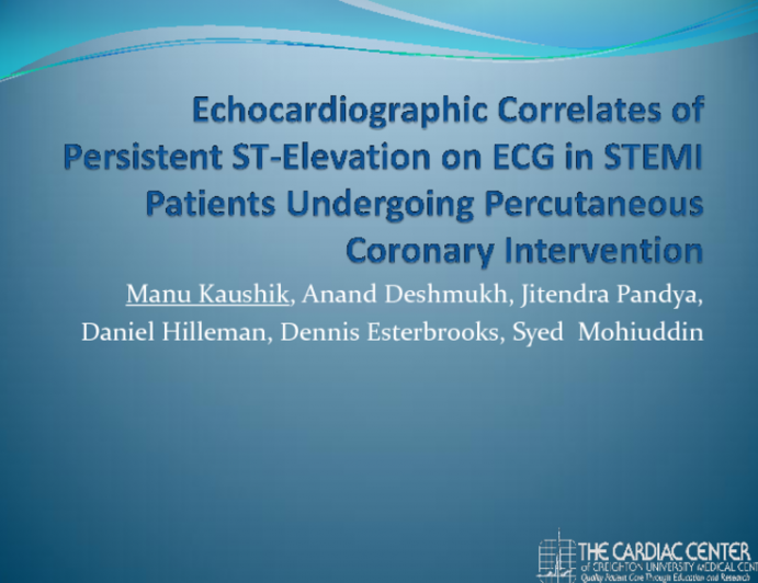 Echocardiographic Correlates of Persistent ST-elevation on ECG in STEMI Patients Undergoing Percutaneous Coronary Intervention