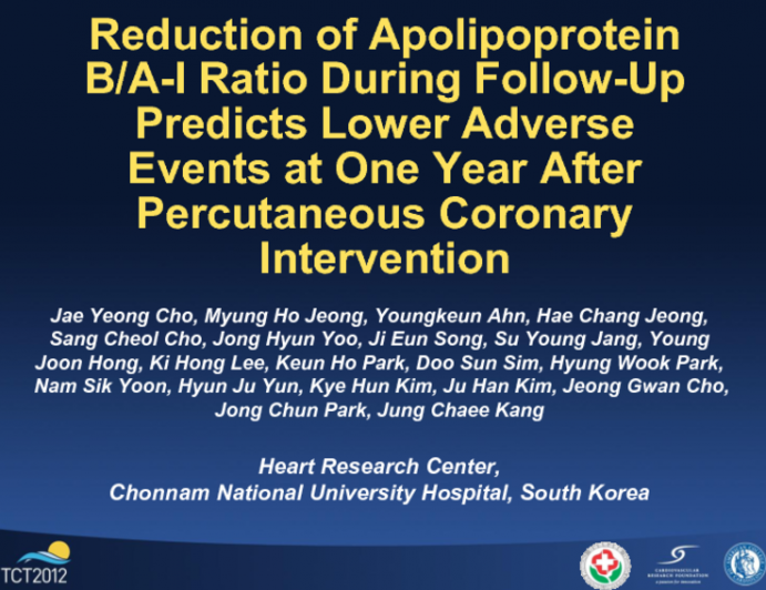 Reduction of Apolipoprotein B/A-I Ratio During Follow-Up Predicts Lower Adverse Event Rate at One Year After Percutaneous Coronary Intervention