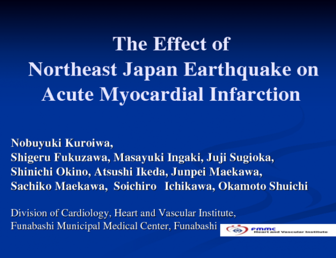 The Effect of Northeast Japan Earthquake on Acute Myocardial Infarction