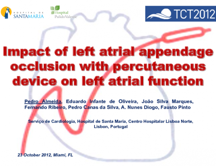Impact of left atrial appendage occlusion, with percutaneous device on left atrial function
