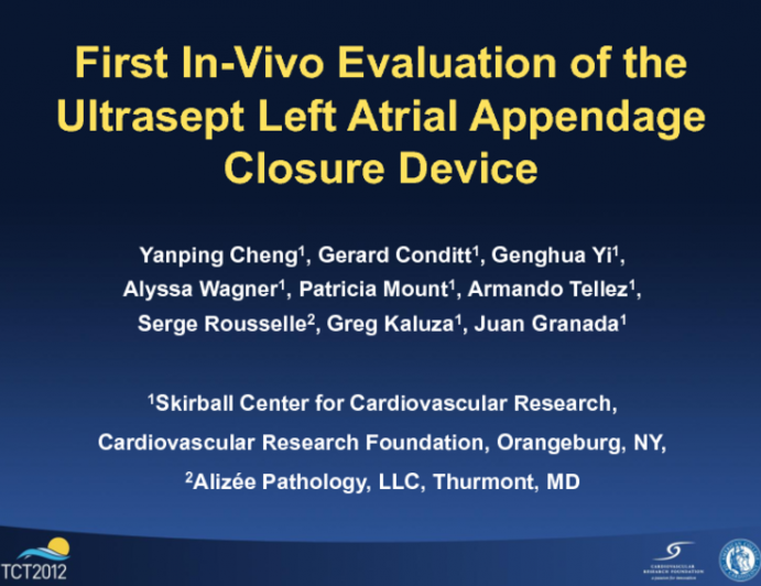 First In-Vivo Evaluation of the Ultrasept Left Atrial Appendage Closure Device