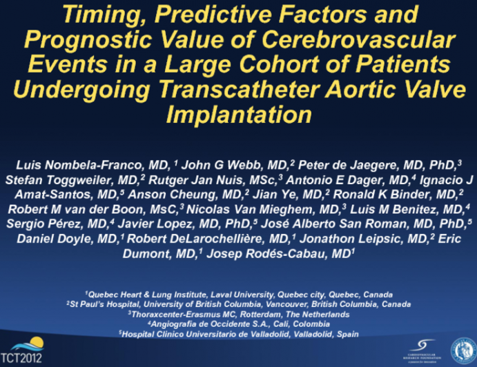 Timing, Predictive Factors and Prognostic Value of Cerebrovascular Events in a Large Cohort of Patients Undergoing Transcatheter Aortic Valve Implantation