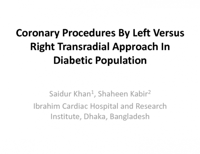 Coronary Procedures By Left Versus Right Transradial Approach In Diabetic Population