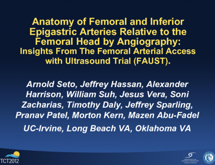 Anatomy of Femoral and Inferior Epigastric Arteries Relative to the Femoral Head by Angiography: Insights From The Femoral Arterial Access with Ultrasound Trial (FAUST).