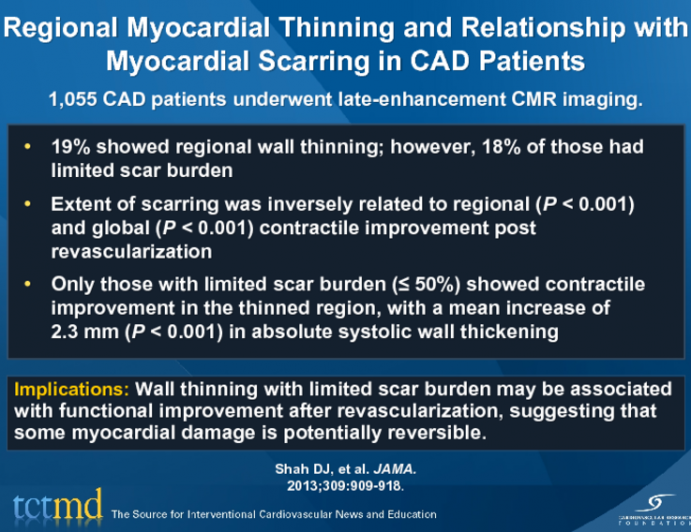 Regional Myocardial Thinning and Relationship with Myocardial Scarring in CAD Patients