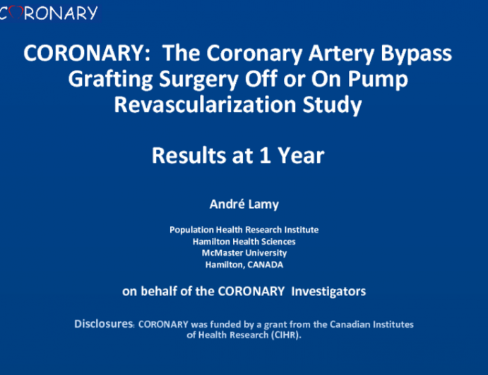 CORONARY: The Coronary Artery Bypass Grafting Surgery Off or On Pump Revascularization Study: Results at 1 Year