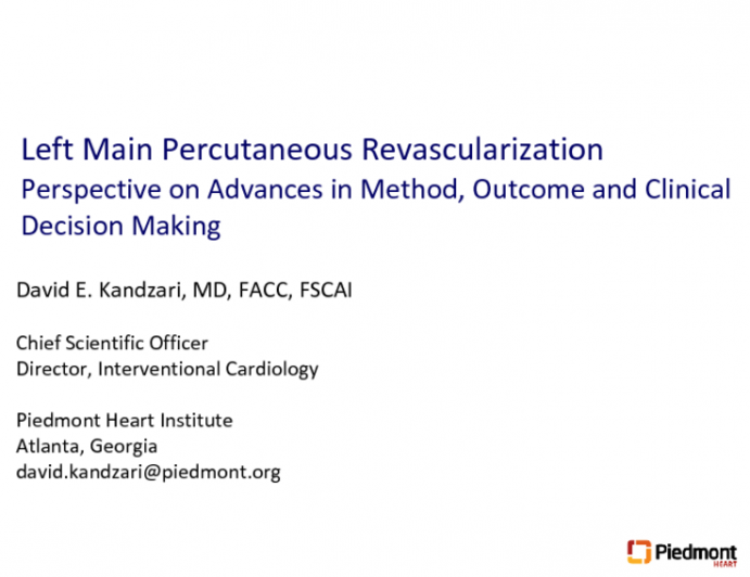 Left Main Percutaneous Revascularization: Perspective on Advances in Method, Outcome and Clinical Decision Making