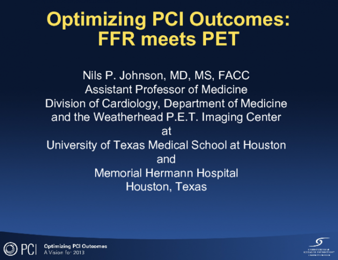 Optimizing PCI Outcomes: FFR meets PET