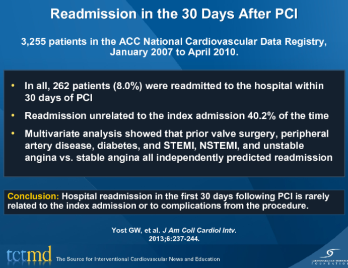 Readmission in the 30 Days After PCI