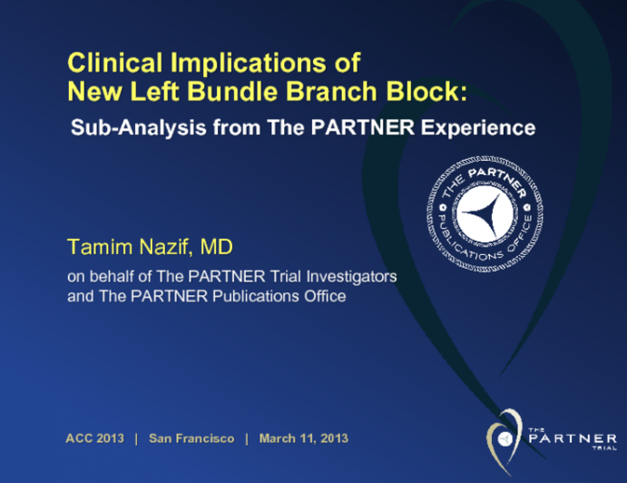 Clinical Implications of New Left Bundle Branch Block: Sub-Analysis from The PARTNER Experience