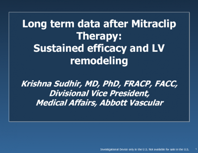 Long term data after Mitraclip Therapy: Sustained efficacy and LV remodeling