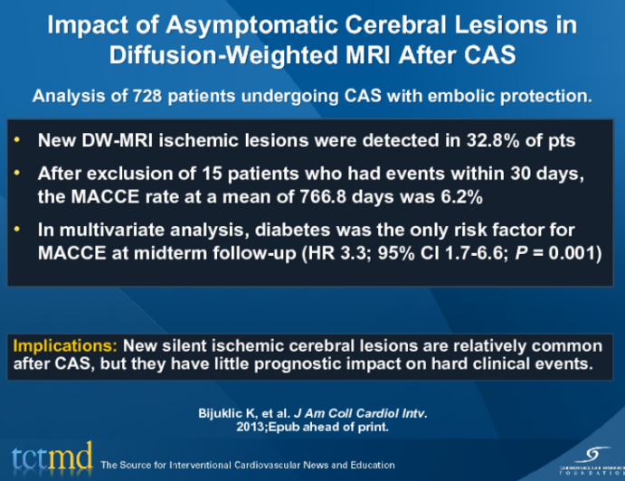 Impact of Asymptomatic Cerebral Lesions in Diffusion-Weighted MRI After CAS