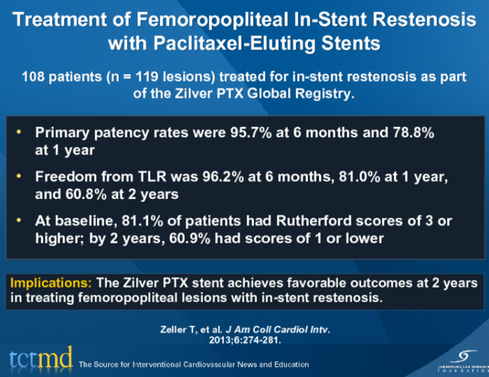 Treatment of Femoropopliteal In-Stent Restenosis with Paclitaxel-Eluting Stents