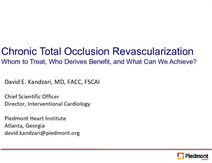 PCI for Chronic Total Occlusions: Rationale and Techniques