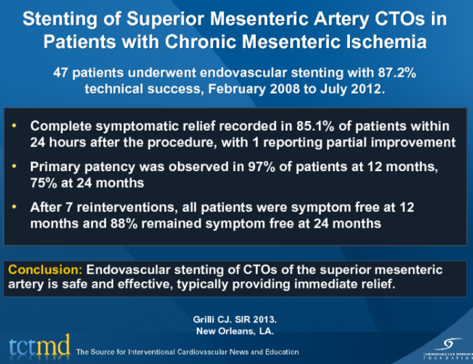 Stenting of Superior Mesenteric Artery CTOs in Patients with Chronic Mesenteric Ischemia