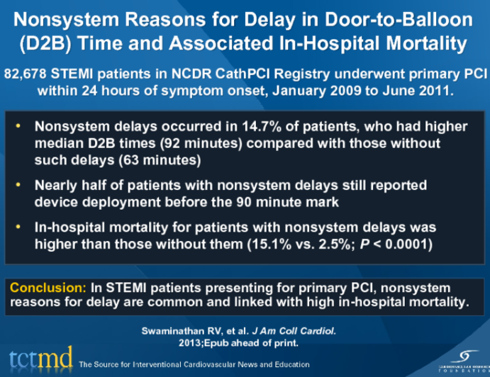 Nonsystem Reasons for Delay in Door-to-Balloon (D2B) Time and Associated In-Hospital Mortality