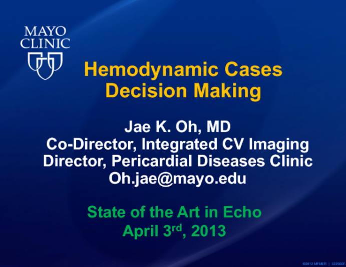 Hemodynamics III. Echo-Based Clinical Decision-Making: Cases