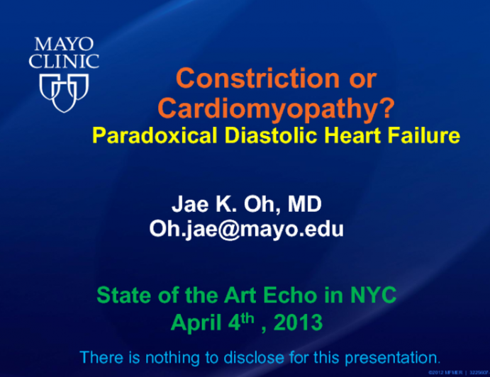 Constriction or Cardiomyopathy? Paradoxical Diastolic Heart Failure