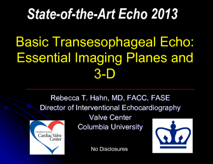 Basic Transesophageal Echo: Essential Imaging Planes and 3-D