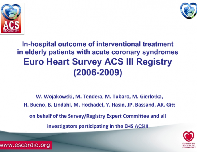 In-hospital outcome of interventional treatment in elderly patients with acute coronary syndromes