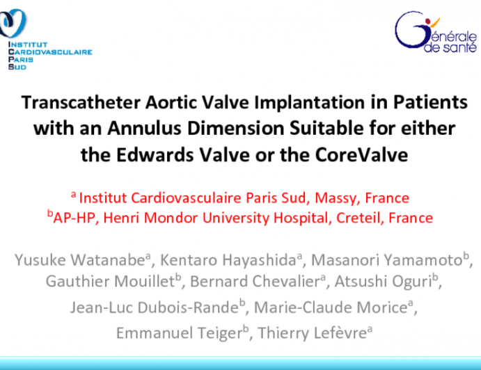 Transcatheter Aortic Valve Implantation in Patients with an Annulus Dimension Suitable for either the Edwards Valve or the CoreValve