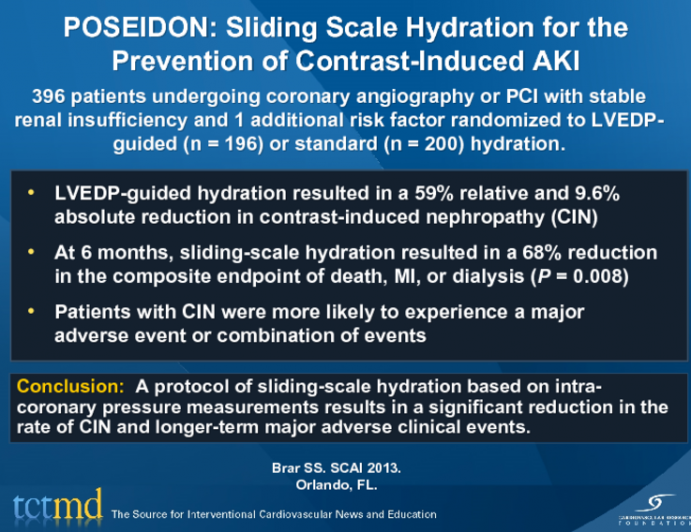 POSEIDON: Sliding Scale Hydration for the Prevention of Contrast-Induced AKI