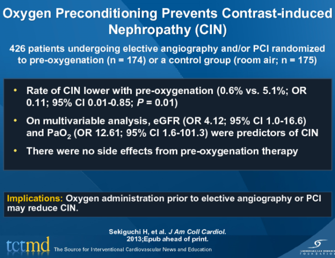 Oxygen Preconditioning Prevents Contrast-induced Nephropathy (CIN)