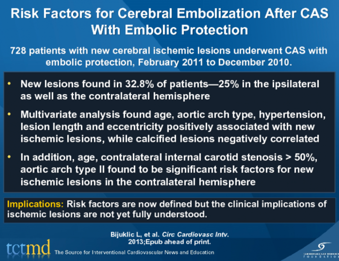 Risk Factors for Cerebral Embolization After CAS With Embolic Protection