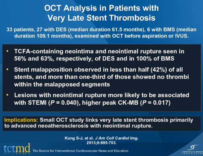 OCT Analysis in Patients with Very Late Stent Thrombosis