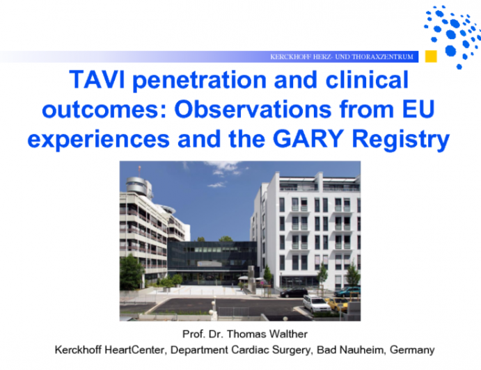 TAVR Penetration and Clinical Outcomes: Observations from EU Experiences and the GARY Registry