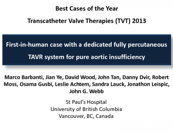 First-in-human case with a dedicated fully percutaneous TAVR system for pure aortic insufficiency