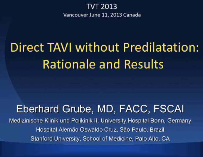 Direct TAVR Without Predilatation: Rationale and Results