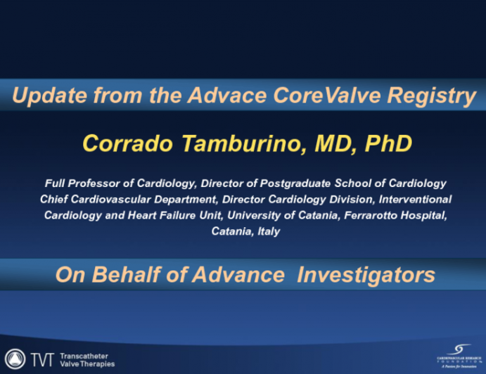 Updates from the ADVANCE CoreValve Registry