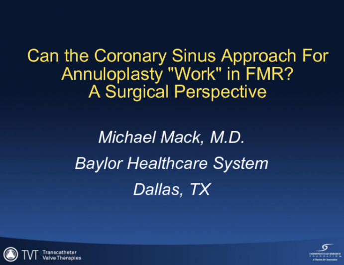 Can the Coronary Sinus Approach or Annuloplasty "Work" in FMR? A Surgical Perspective