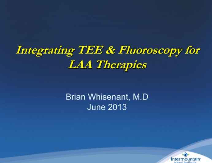 Integrating TEE and Fluoroscopy for LAA Therapies