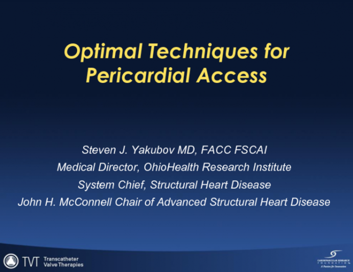 Optimal Technique for Pericardial Access