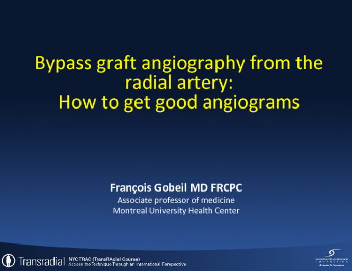 Bypass graft angiography from the radial artery: How to get good angiograms