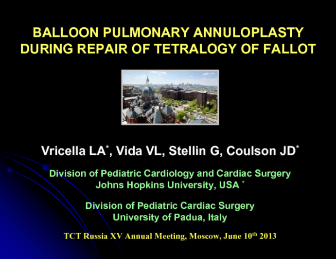 Balloon Pulmonary Annuloplasty During Repair of Tetralogy of Fallot