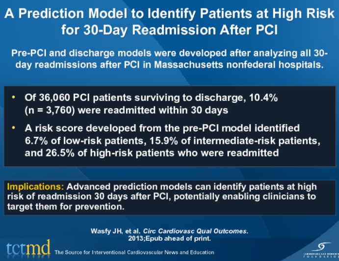 A Prediction Model to Identify Patients at High Risk for 30-Day Readmission After PCI