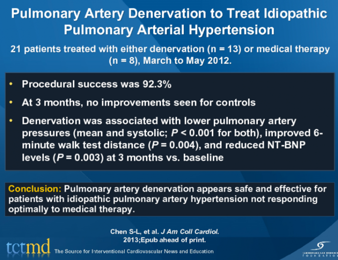 Pulmonary Artery Denervation to Treat Idiopathic Pulmonary Arterial Hypertension