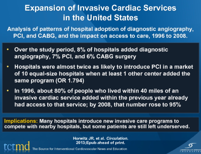 Expansion of Invasive Cardiac Services in the United States