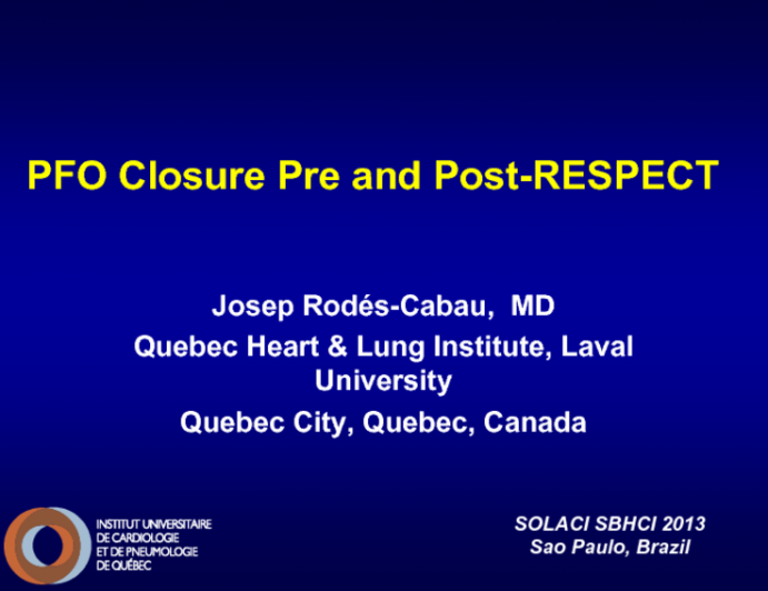 PFO Closure Pre and Post-RESPECT