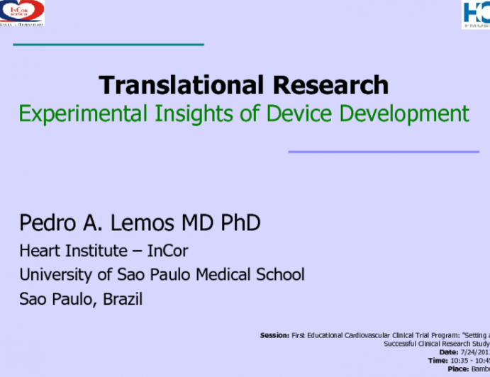 Translational Research: Experimental Insights of Device Development