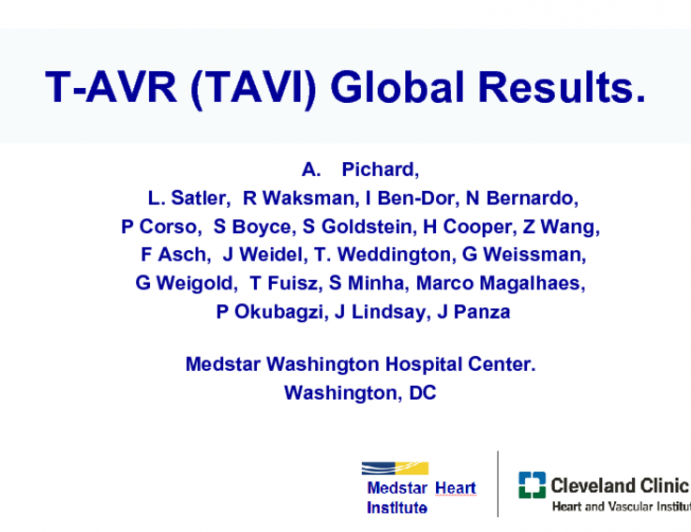 T-AVR (TAVI) Global Results.