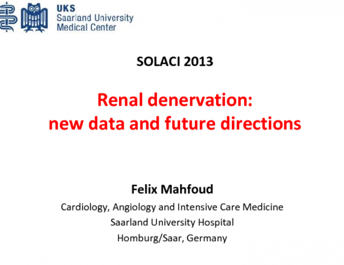 Renal Denervation: New Data and Future Directions