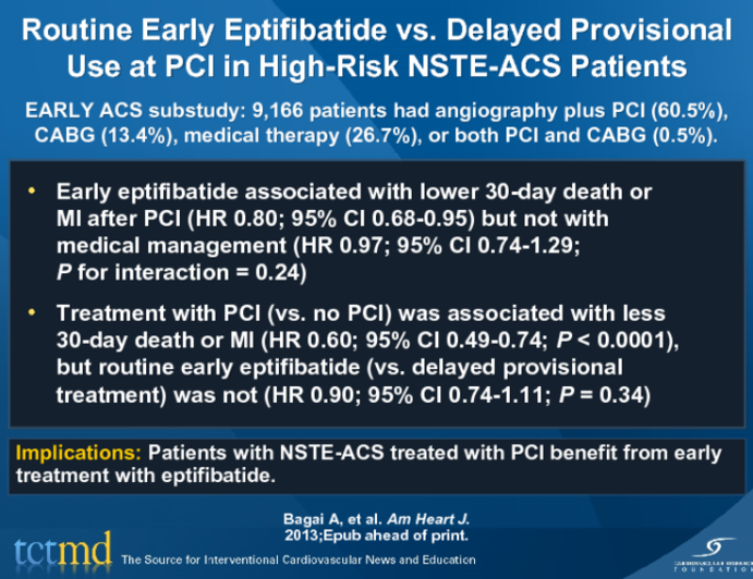 Routine Early Eptifibatide vs. Delayed Provisional Use at PCI in High-Risk NSTE-ACS Patients