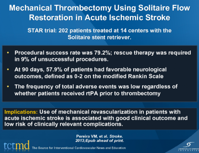 Mechanical Thrombectomy Using Solitaire Flow Restoration in Acute Ischemic Stroke