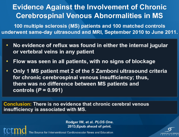 Evidence Against the Involvement of Chronic Cerebrospinal Venous Abnormalities in MS